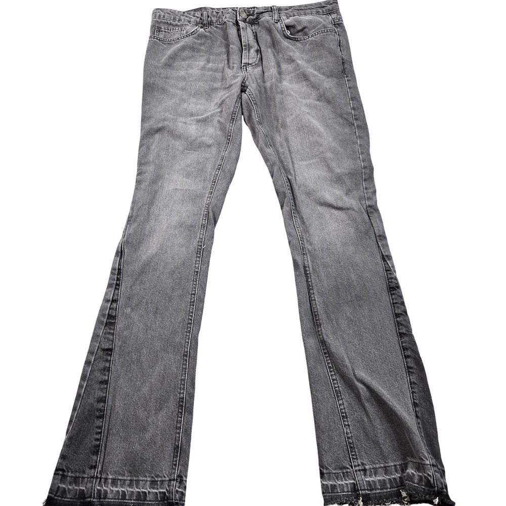 BoohooMAN Jeans Mens 37x34 (tag 36L) Gray Charcoal Wash Straight Leg Denim